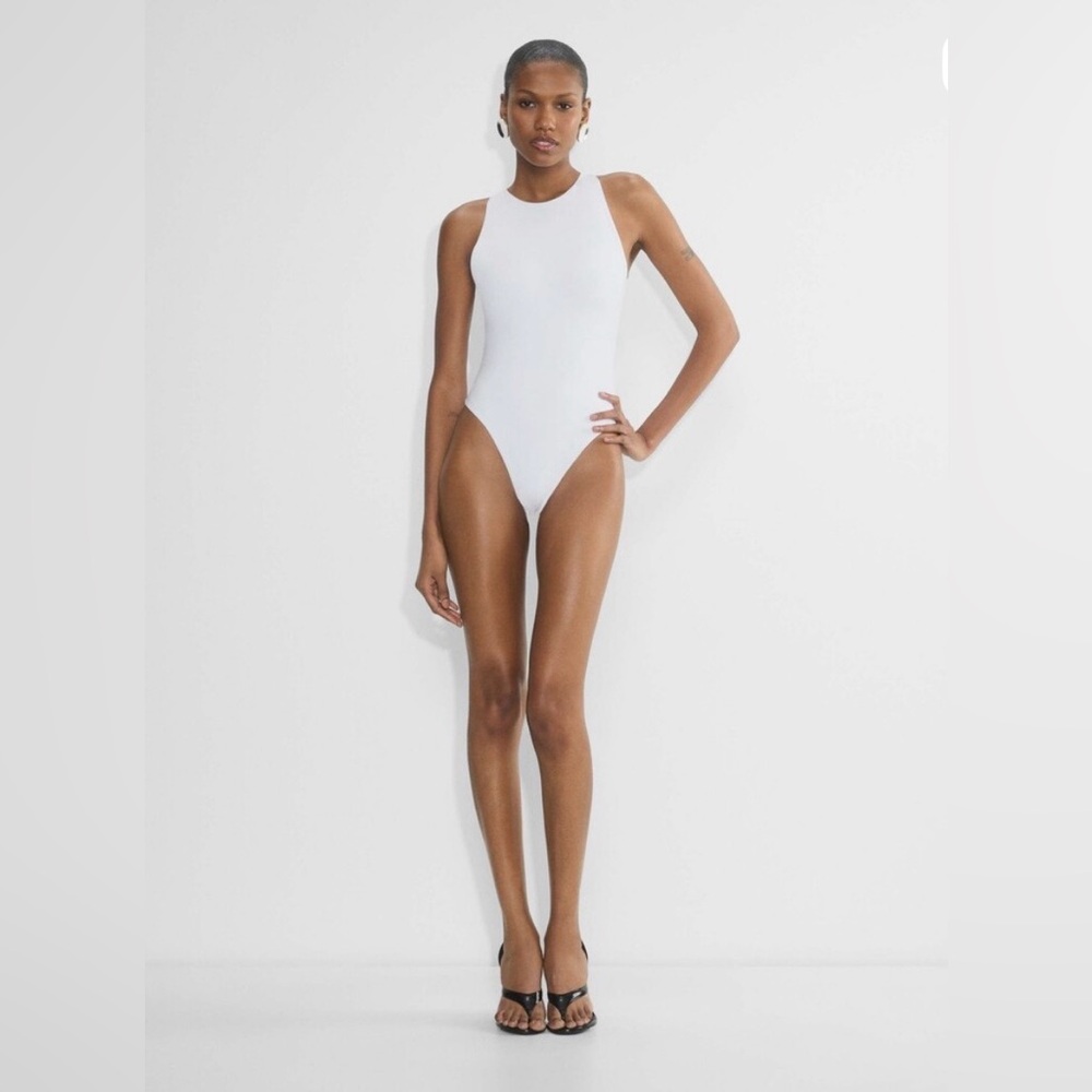 Aritzia White High-Neck Bodysuit